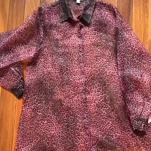 Pink and Black Animal print Blouse top by Topshop Woman’s size 8
